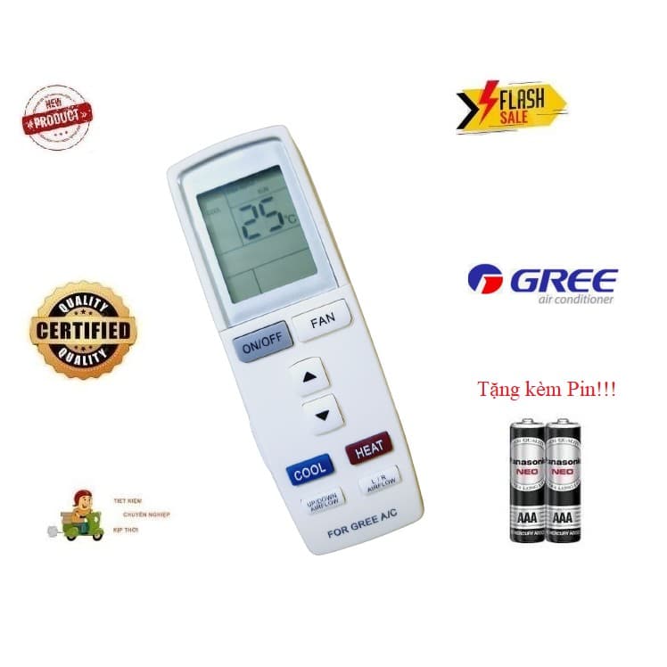 Remote điều khiển điều hoà Gree- 4 các dòng GWC GWH 1 &2 chiều Inverter- Hàng tốt mới 100% Tặng Pin