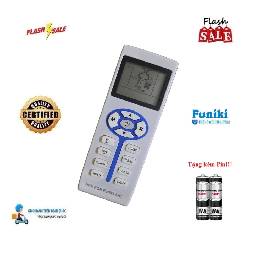 Remote Điều khiển thay thế tương thích cho điều hòa Funiki- 5 LOẠI 1&2 chiều InverteR- Hàng tốt Tặng Pin