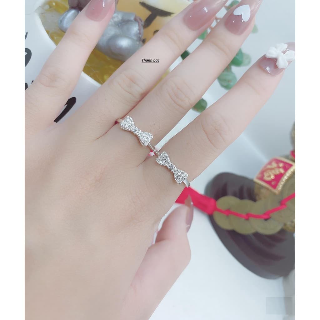 Nhẫn nữ - nhẫn nữ nơ D11 chuẩn bạc ta - Thanh bạc