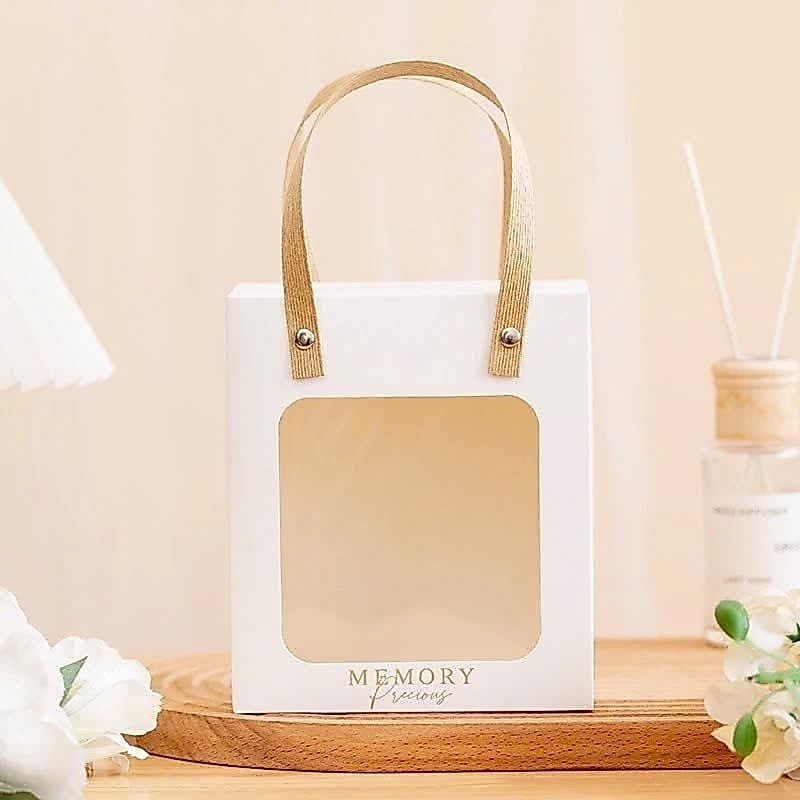 Combo Túi hộp quà giấy mặt mica trong quai cói sang trọng đựng quà tặng đựng đồ đa dạng-Lá Tre Shop
