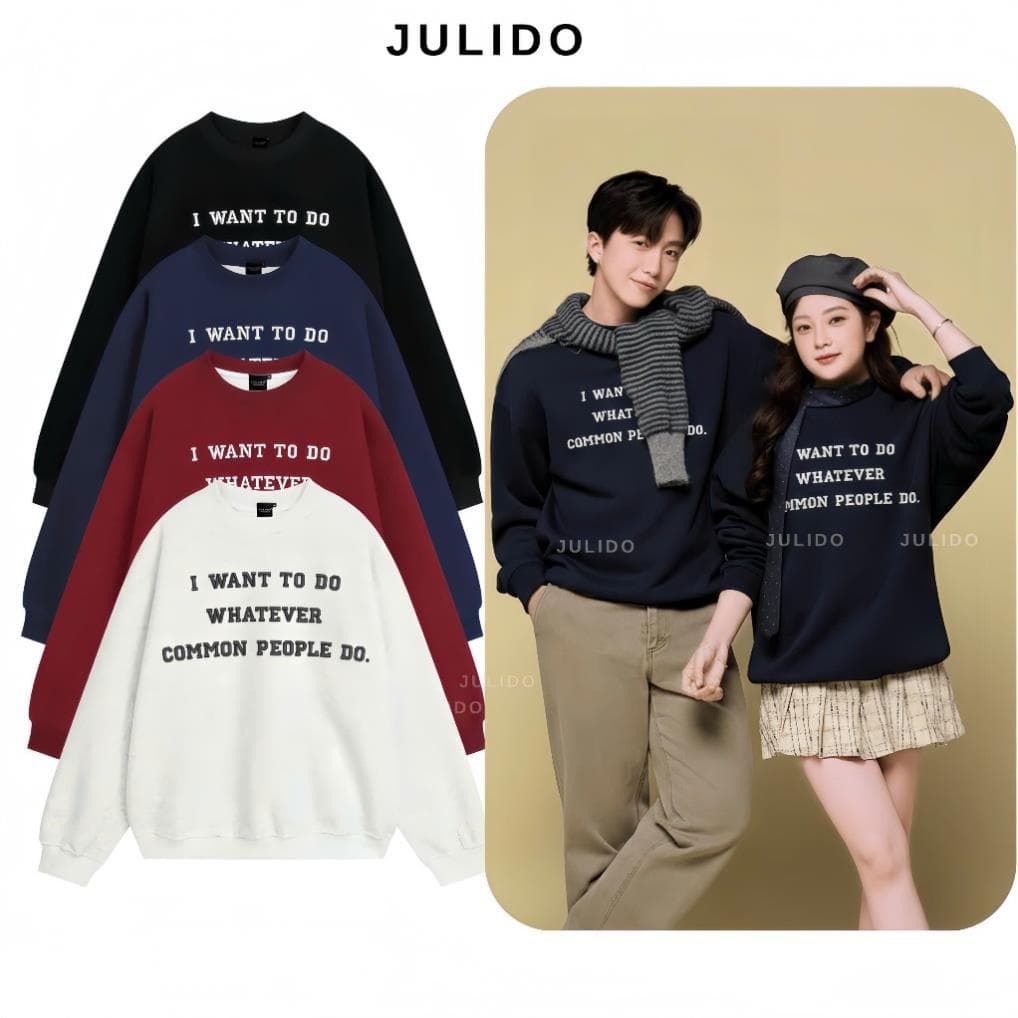 Áo sweater nỉ cotton I WANT ẤM ÁP, UNISEX NAM NỮ UT