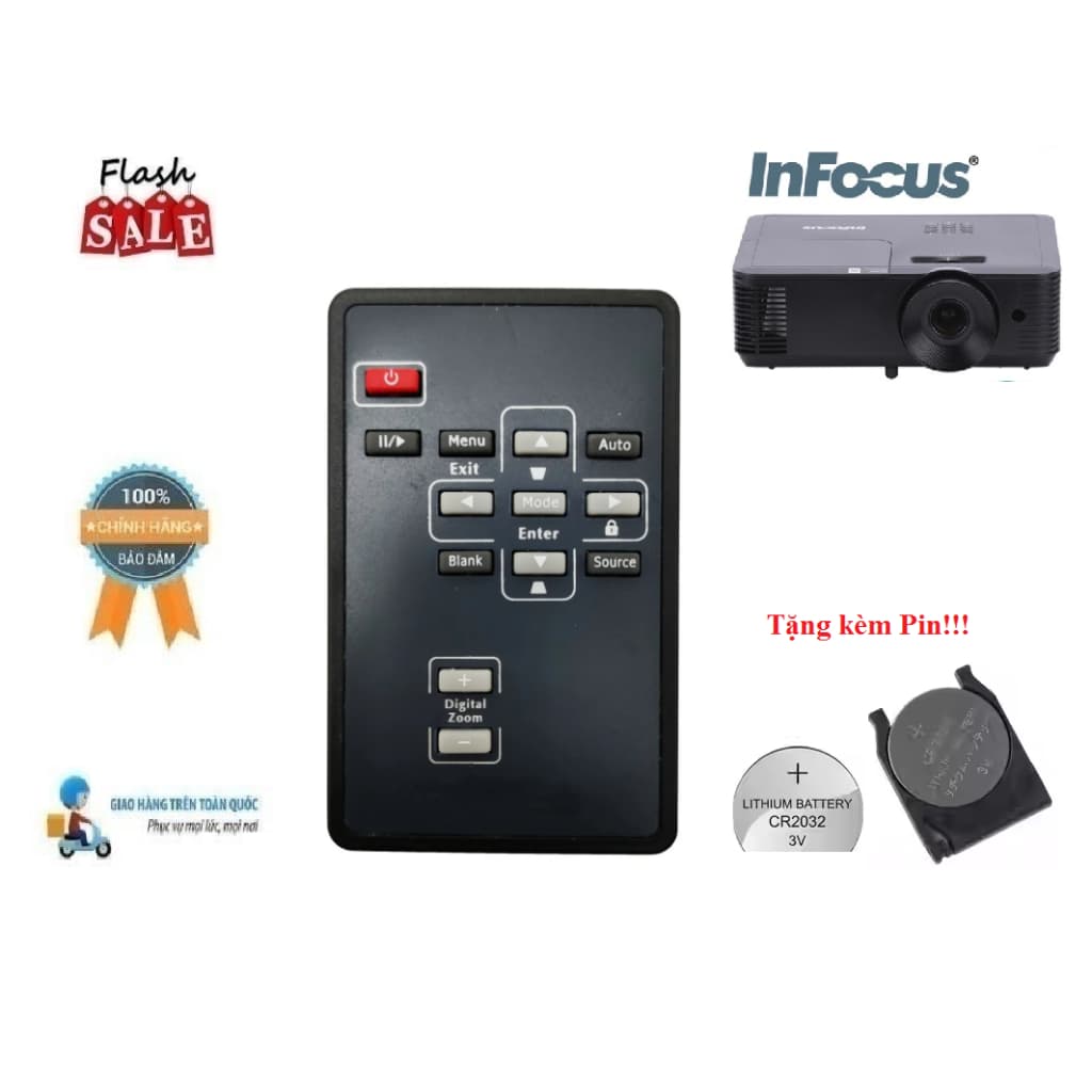 Remote Điều khiển máy chiếu INFOCUS IN100 IN102 IN104 IN105 IN106 T104 X16 X17 XS1 hàng zin Mới Tặng kèm Pin