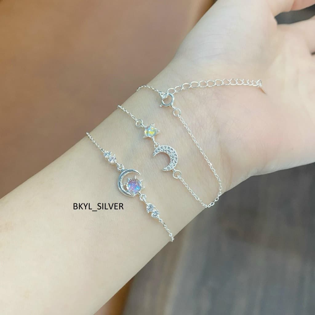 Lắc tay nữ lắc mặt trăng ôm mặt trời bạc ta đá moonstone