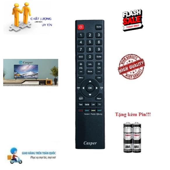 Remote Điều khiển thay thế tương thích cho TV Casper- 2 Smart TV- Hàng loại tốt Casper mới 100% Tặng Pin