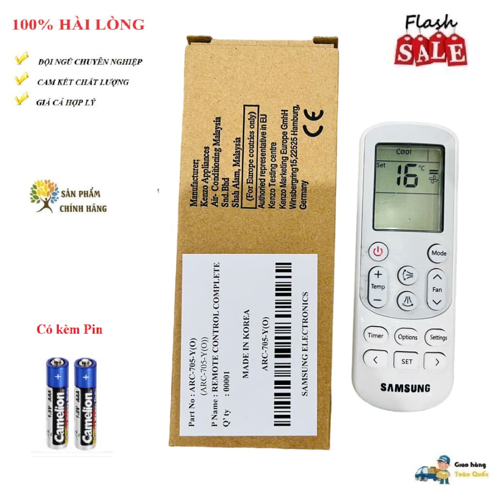 Điều khiển điều hòa Samsung 2 chiều Inverter- HÀNG CHÍNH HÃNG MỚI GIẢM SÂU 16 ĐỘ Tặng Pin + ĐẾ TREO