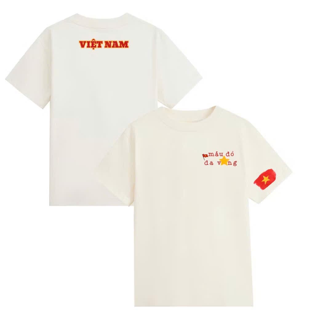 Áo Thun UNISEX form rộng nam nữ in hình Má.u đỏ Da Vàng yêu nước in tim chất Cotton su mềm mịn co dãn