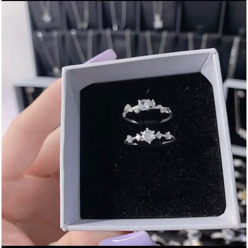 Nhẫn cỏ nữ bạc ta viền đá