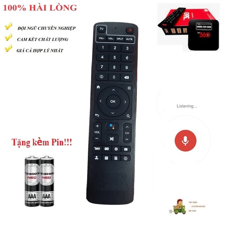 Remote Điều khiển thay thế tương thích cho đầu thu Viettel TV360 CÓ giọng nói VOICE
