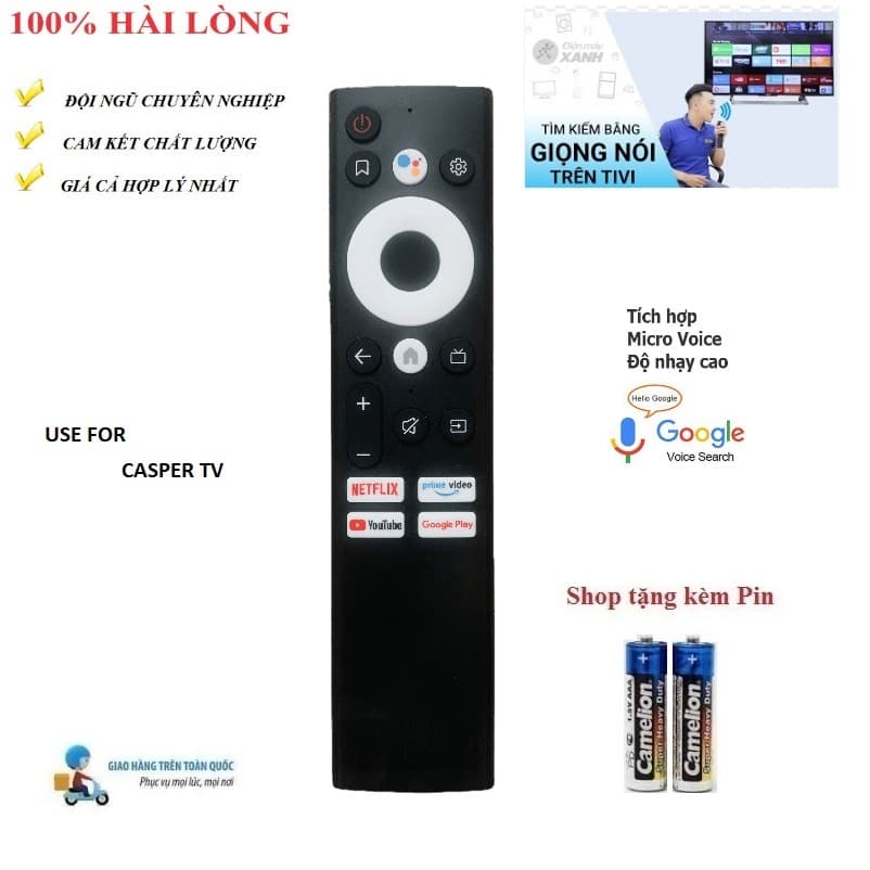 [XẢ KHO GIẢM SỐC] Remote Điều khiển thay thế tương thích cho TV Casper giọng nói- Hàng mới Tặng kèm Pin_MẪU 4