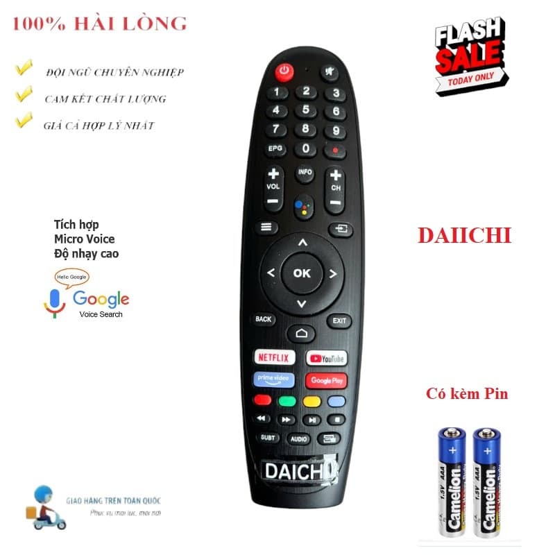 Remote Điều khiển GIỌNG NÓI VOICE TV DAIICHI HÀNG CHUẨN CHẤT LƯỢNG HÃNG theo TV 100% Tặng kèm Pin